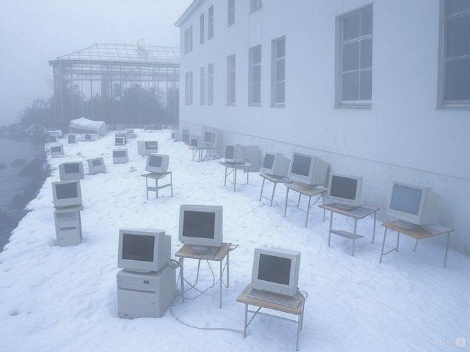 Reference image: CRT computers in the snow